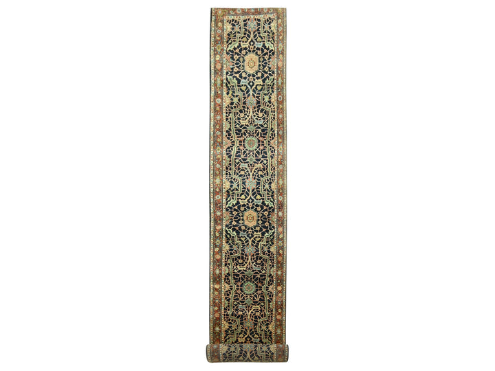 2'6" x 18'0" New Hand Knotted Blue Wool Runner Oriental Rug - MOA10276233