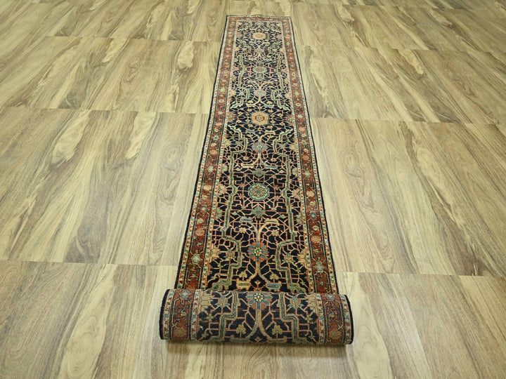 2'6" x 18'0" New Hand Knotted Blue Wool Runner Oriental Rug - MOA10276233