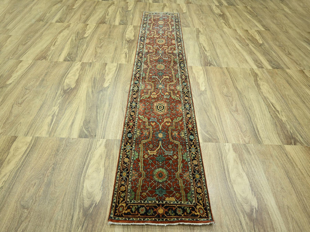 2'6" x 12'0" New Hand Knotted Red Wool Runner Oriental Rug - MOA10276234