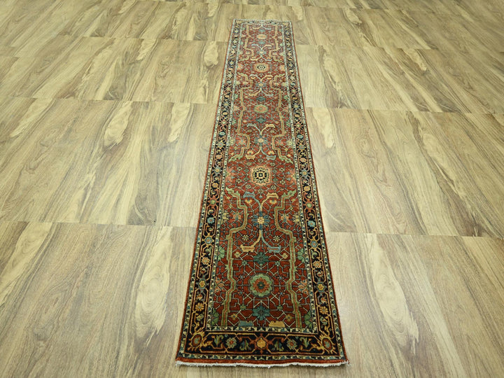 2'6" x 12'0" New Hand Knotted Red Wool Runner Oriental Rug - MOA10276234