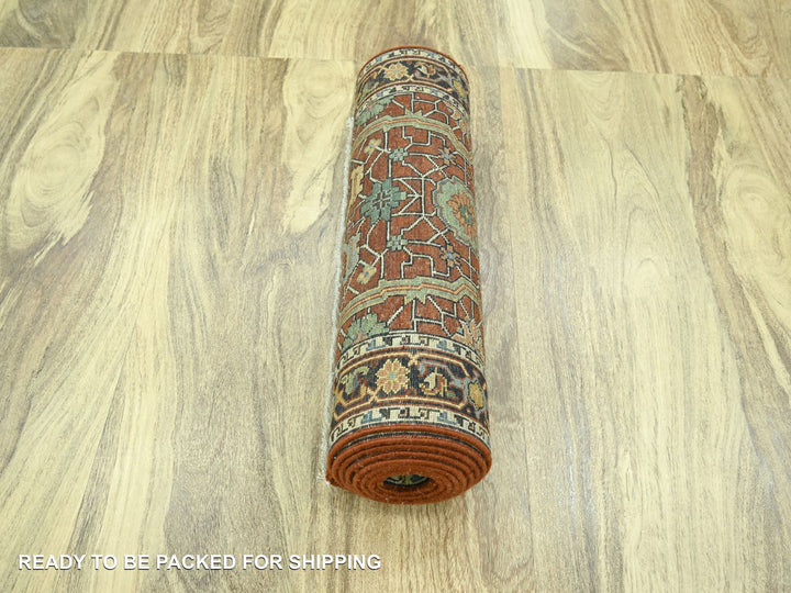 2'6" x 12'0" New Hand Knotted Red Wool Runner Oriental Rug - MOA10276234