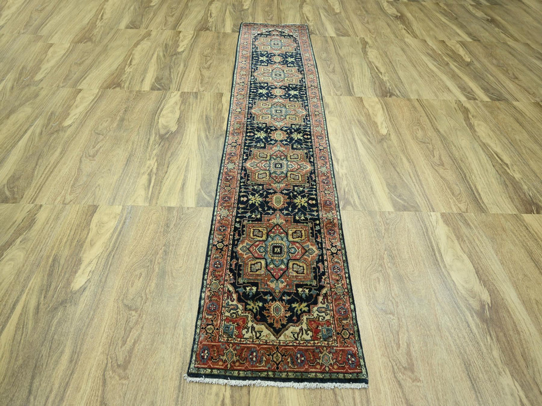 2'6" x 11'5" New Hand Knotted Blue Wool Runner Oriental Rug - MOA10276236