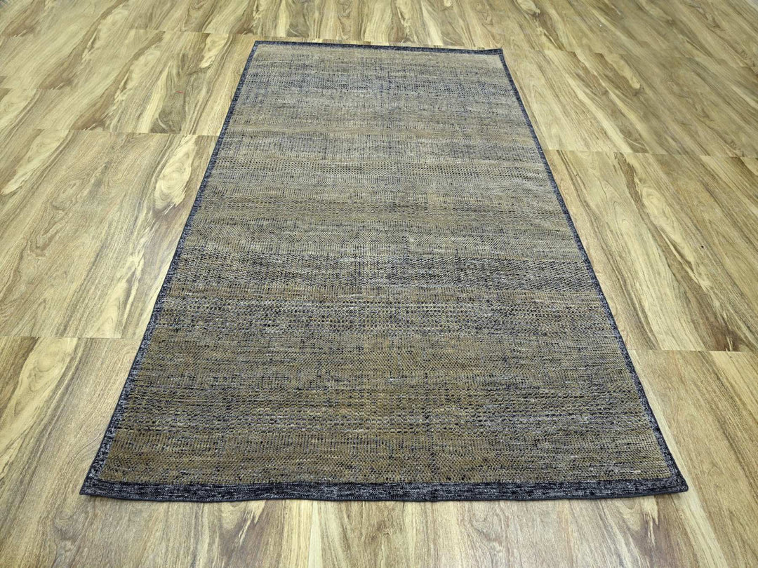 6'0" x 9'2" New Hand Knotted Brown Wool Rectangle Oriental Rug - MOA10276246