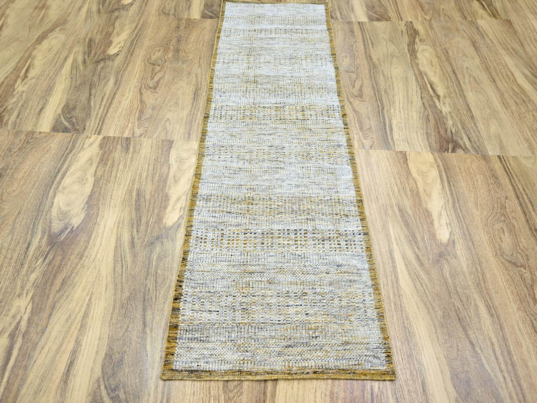 2'7" x 6'0" New Hand Knotted Yellow Wool Runner Oriental Rug - MOA10276248