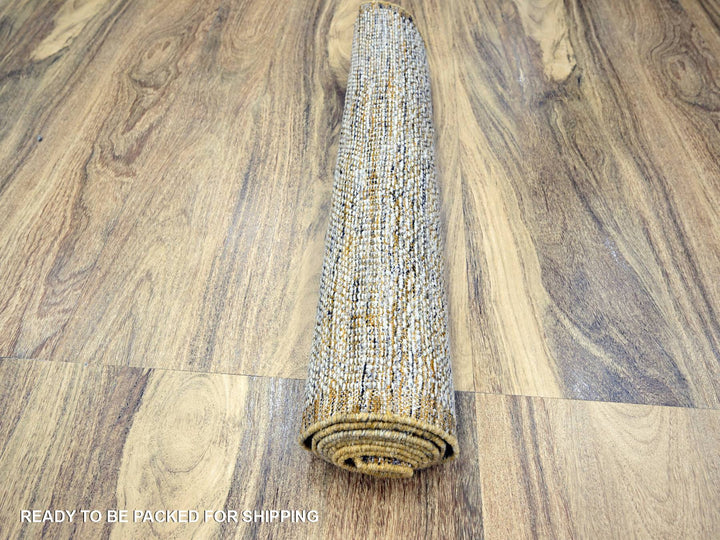 2'7" x 6'0" New Hand Knotted Yellow Wool Runner Oriental Rug - MOA10276248