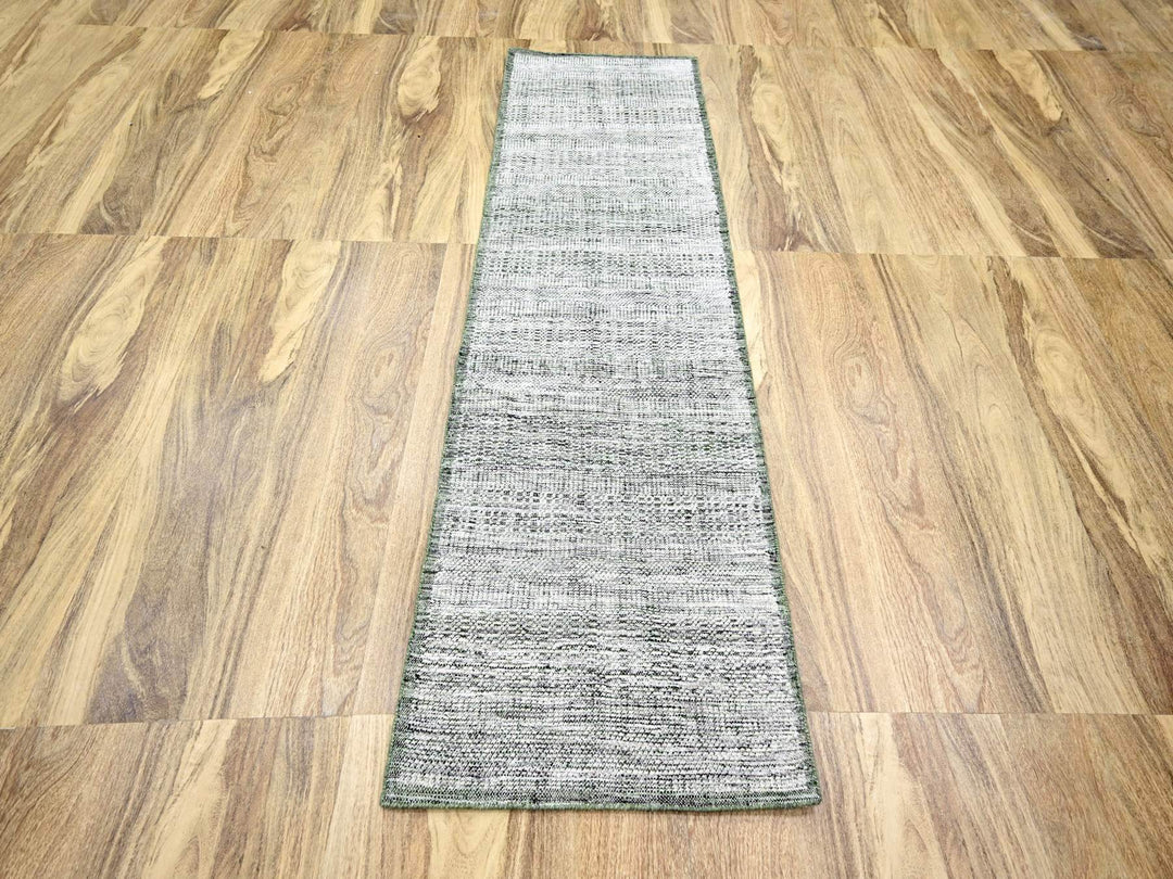 2'7" x 8'0" New Hand Knotted Green Wool Runner Oriental Rug - MOA10276251