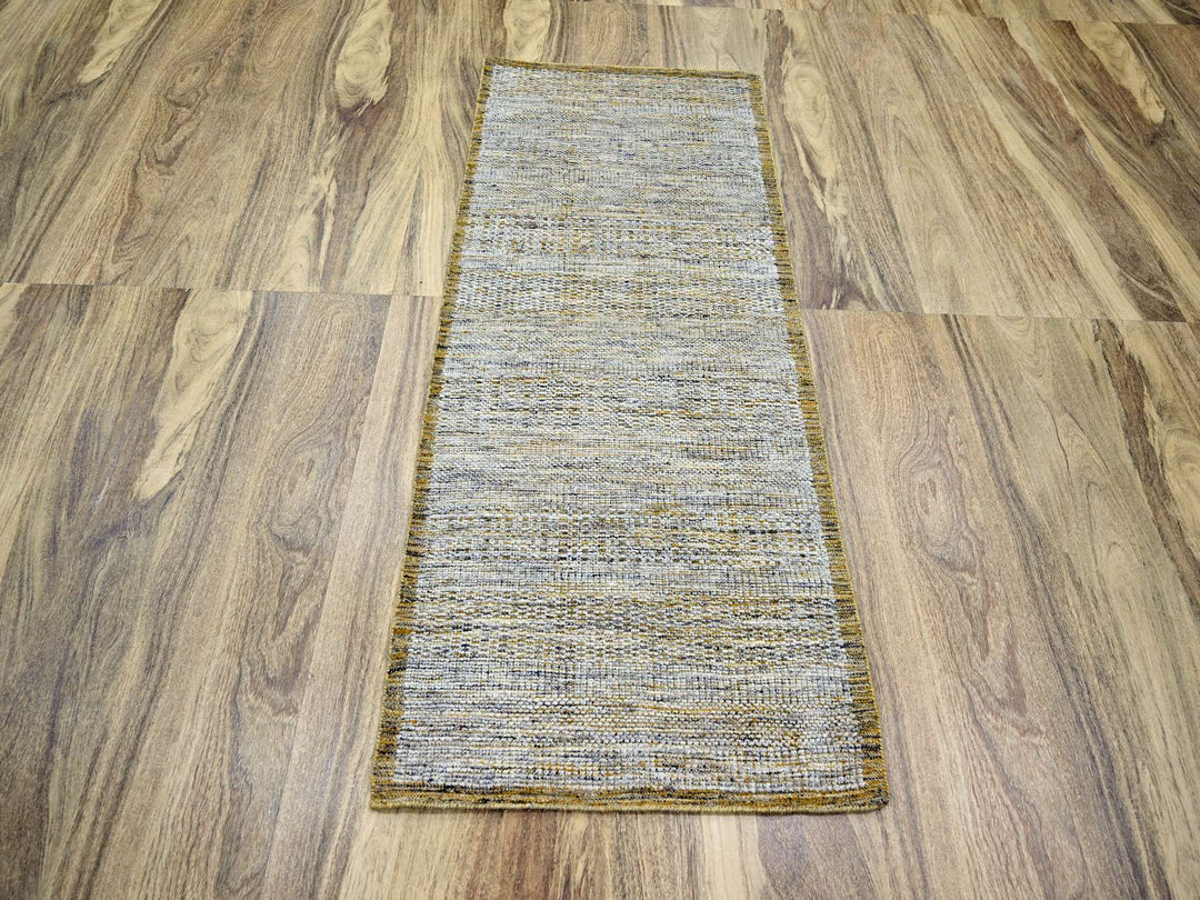 2'8" x 6'0" New Hand Knotted Yellow Wool Runner Oriental Rug - MOA10276272