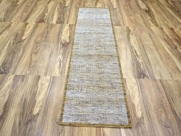 2'8" x 8'2" New Hand Knotted Yellow Wool Runner Oriental Rug - MOA10276273