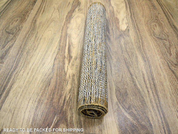 2'8" x 8'2" New Hand Knotted Yellow Wool Runner Oriental Rug - MOA10276273