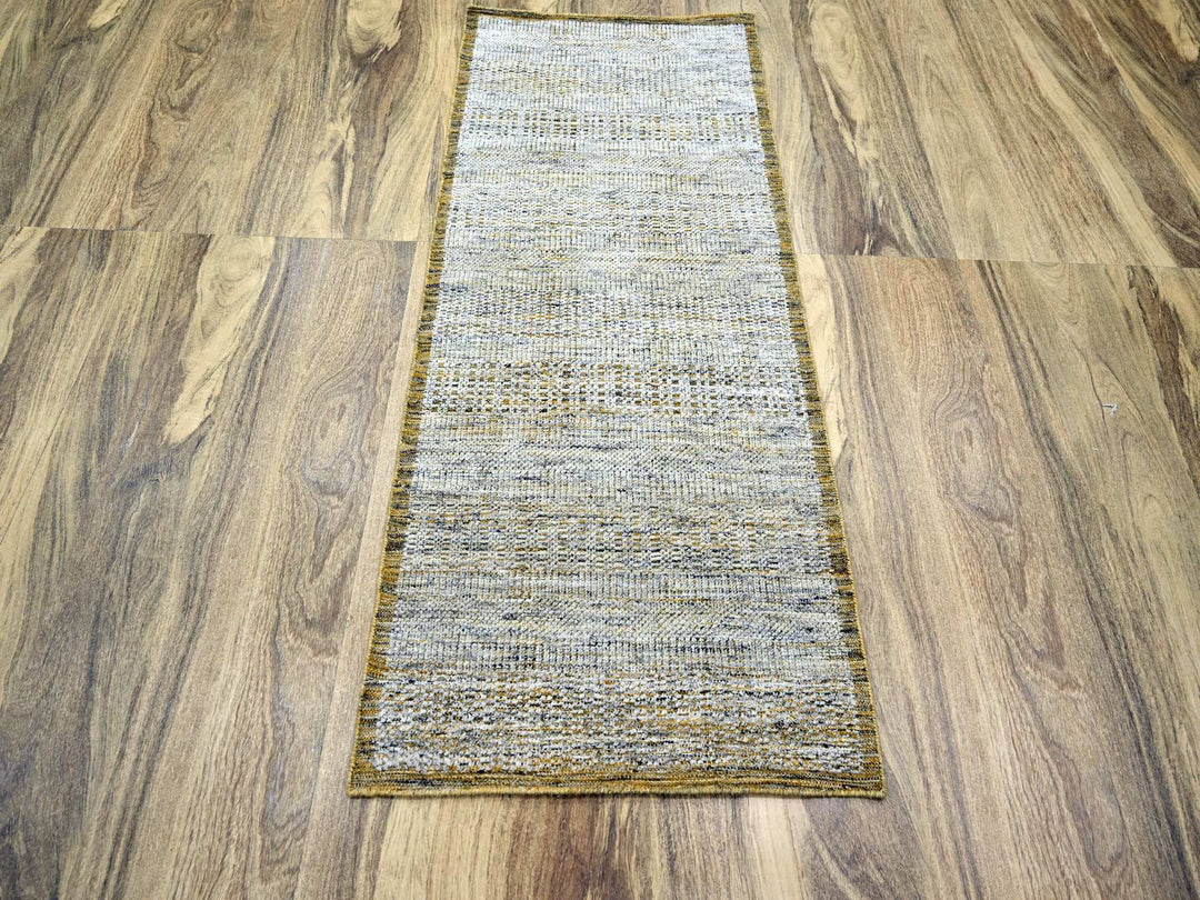 2'8" x 6'0" New Hand Knotted Yellow Wool Runner Oriental Rug - MOA10276274