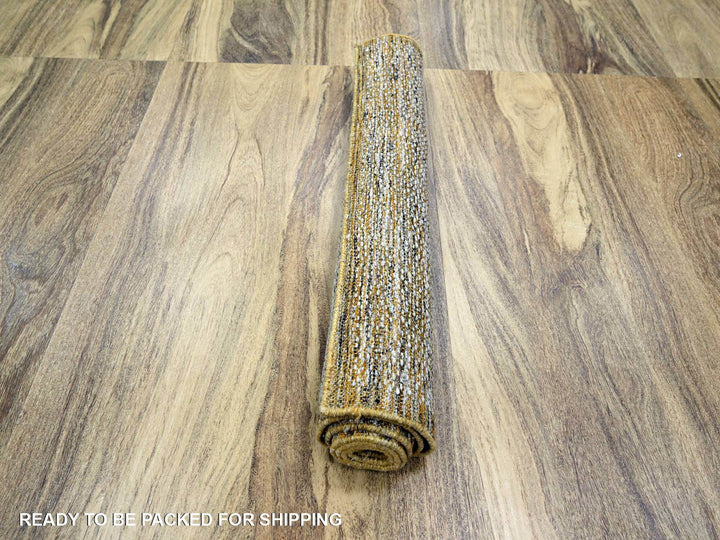 2'8" x 6'0" New Hand Knotted Yellow Wool Runner Oriental Rug - MOA10276274