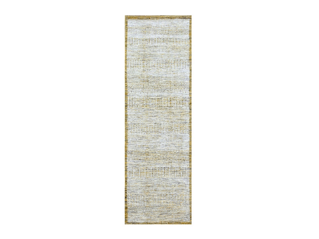 2'8" x 8'2" New Hand Knotted Yellow Wool Runner Oriental Rug - MOA10276275