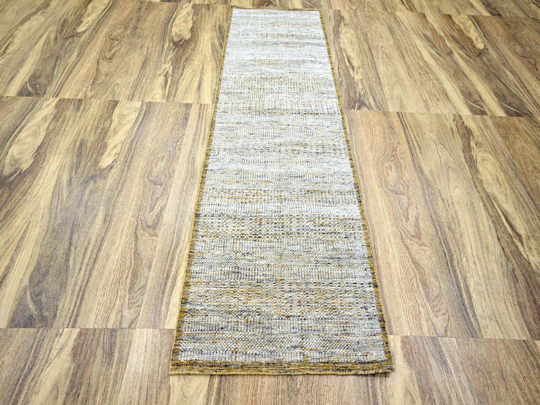 2'8" x 8'2" New Hand Knotted Yellow Wool Runner Oriental Rug - MOA10276275