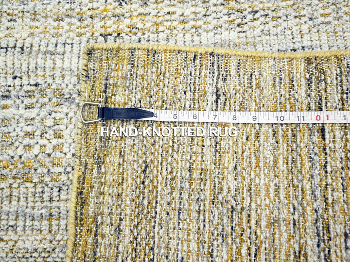2'8" x 8'2" New Hand Knotted Yellow Wool Runner Oriental Rug - MOA10276275