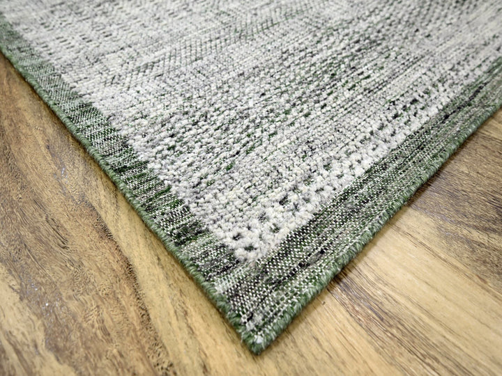 9'9" x 13'10" New Hand Knotted Green Wool Rectangle Oriental Rug - MOA10276277