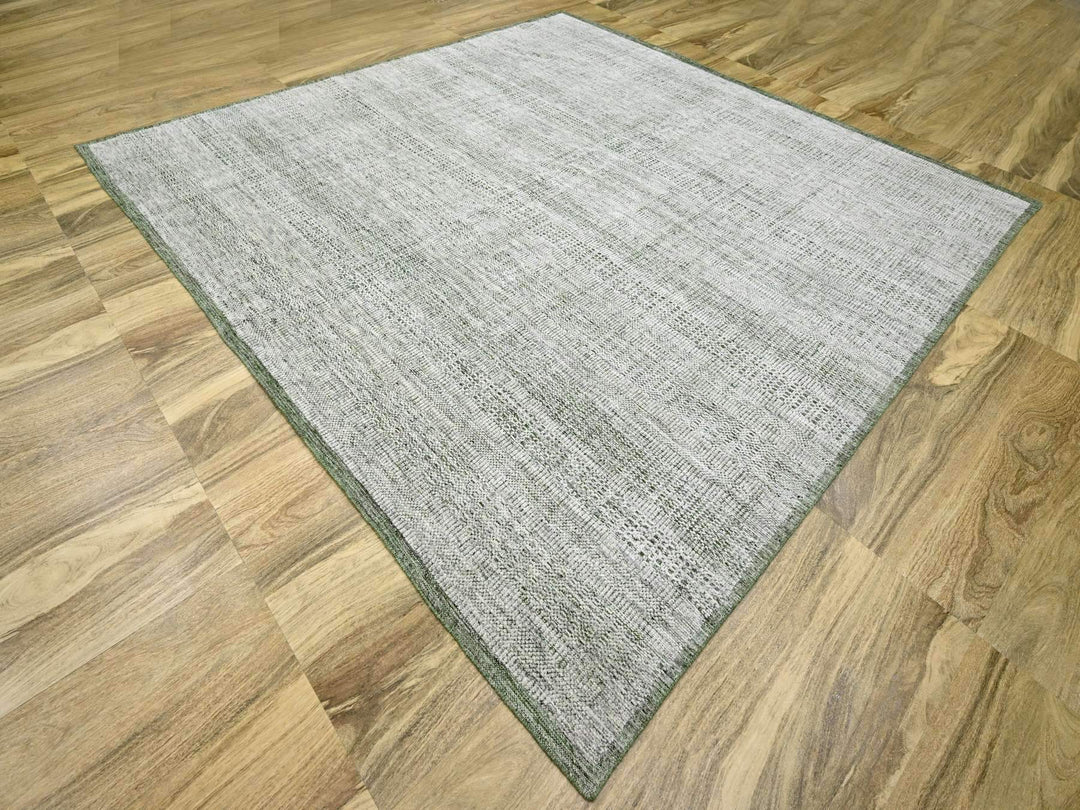 9'10" x 10'2" New Hand Knotted Green Wool Square Oriental Rug - MOA10276279