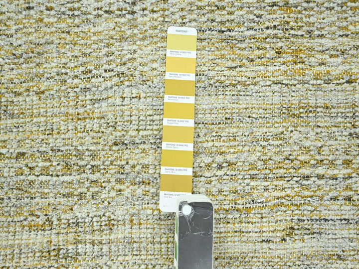 10'0" x 13'10" New Hand Knotted Yellow Wool Rectangle Oriental Rug - MOA10276290