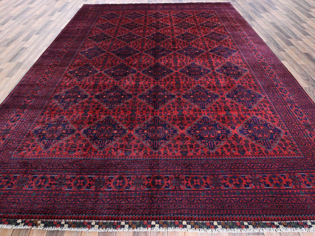 9'8" x 12'9" New Hand Knotted Red Wool Rectangle Oriental Rug - MOA102762