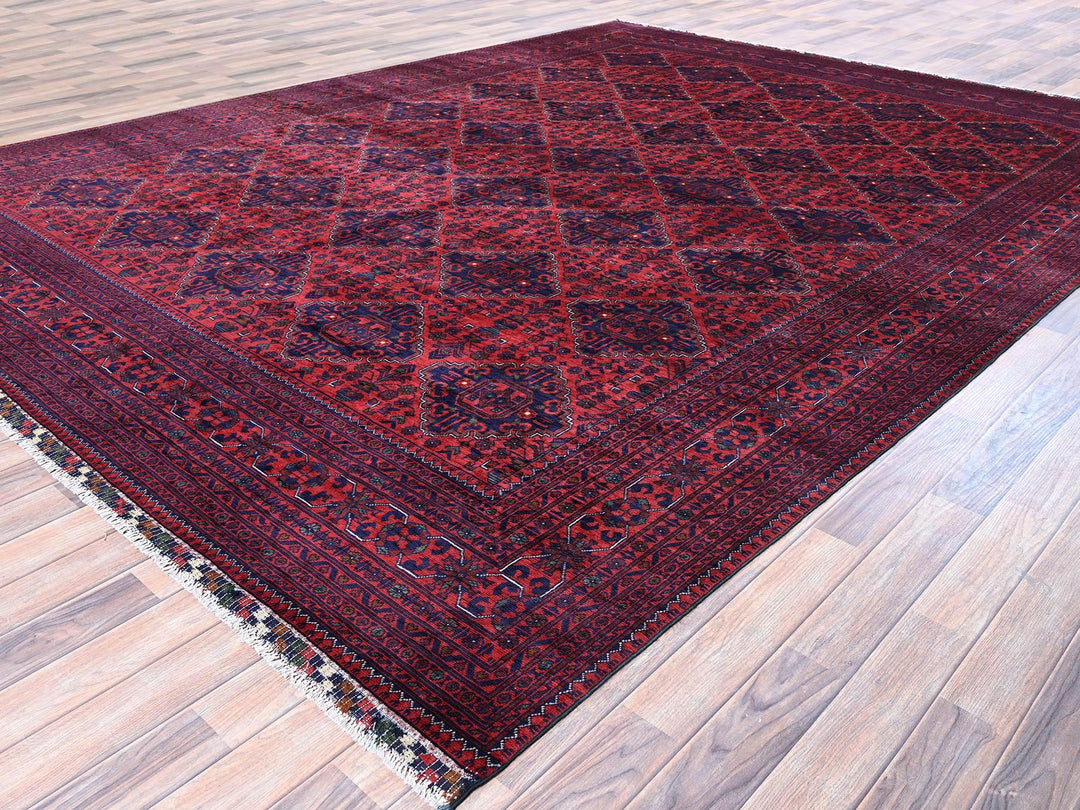 9'8" x 12'9" New Hand Knotted Red Wool Rectangle Oriental Rug - MOA102762