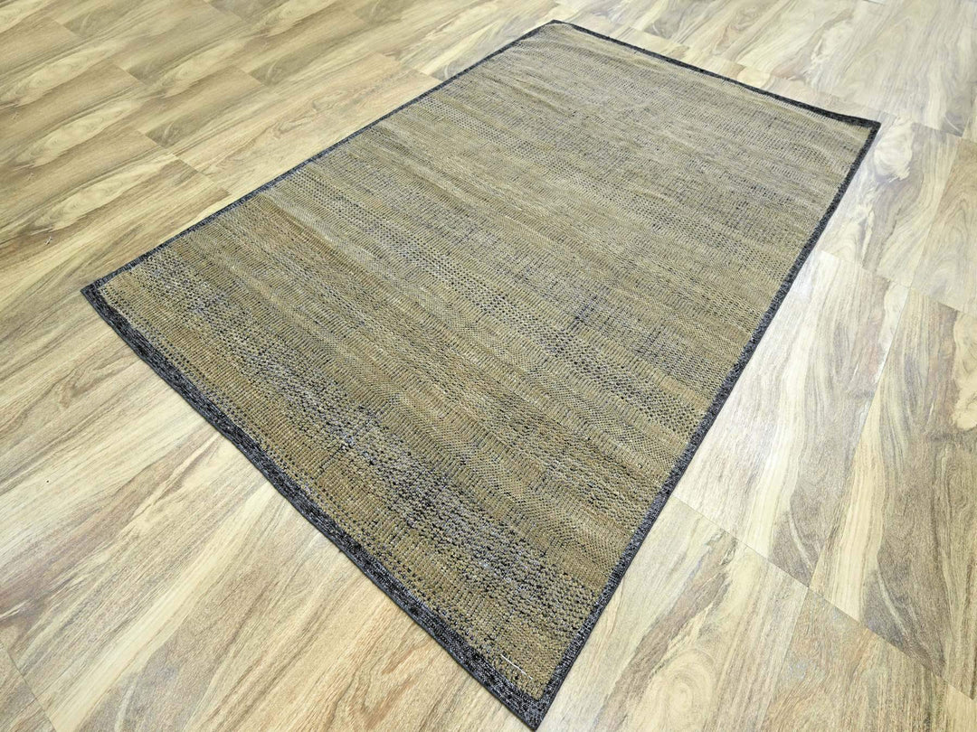 6'0" x 9'3" New Hand Knotted Brown Wool Rectangle Oriental Rug - MOA10276302