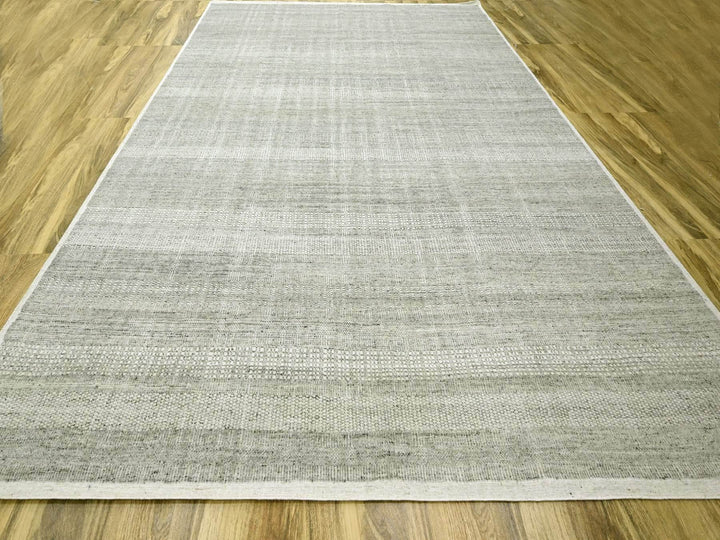 12'1" x 14'10" New Hand Knotted Grey Wool Rectangle Oriental Rug - MOA10276304