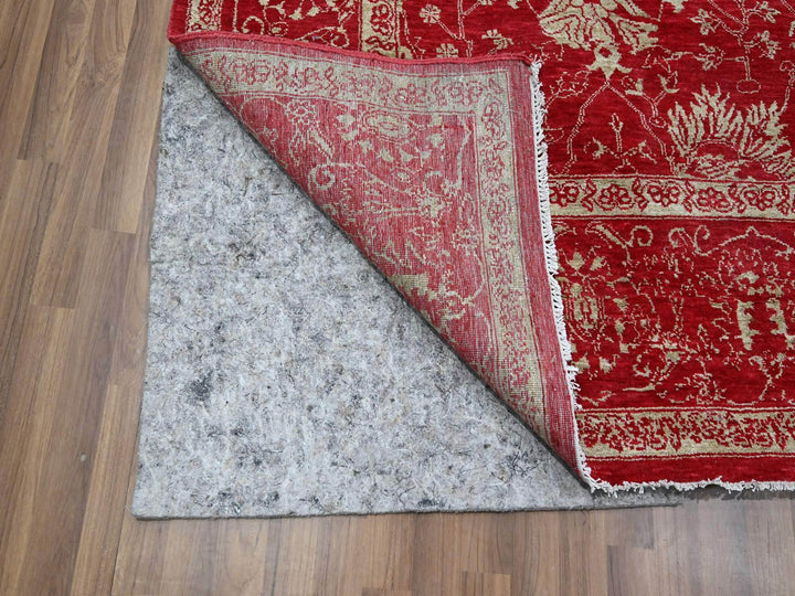 7'9" x 10'0" New Hand Knotted Red Wool & Silk Rectangle Oriental Rug - MOA10276306