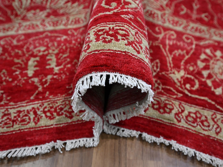 7'9" x 10'0" New Hand Knotted Red Wool & Silk Rectangle Oriental Rug - MOA10276306