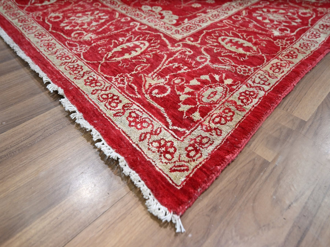 7'9" x 10'0" New Hand Knotted Red Wool & Silk Rectangle Oriental Rug - MOA10276306