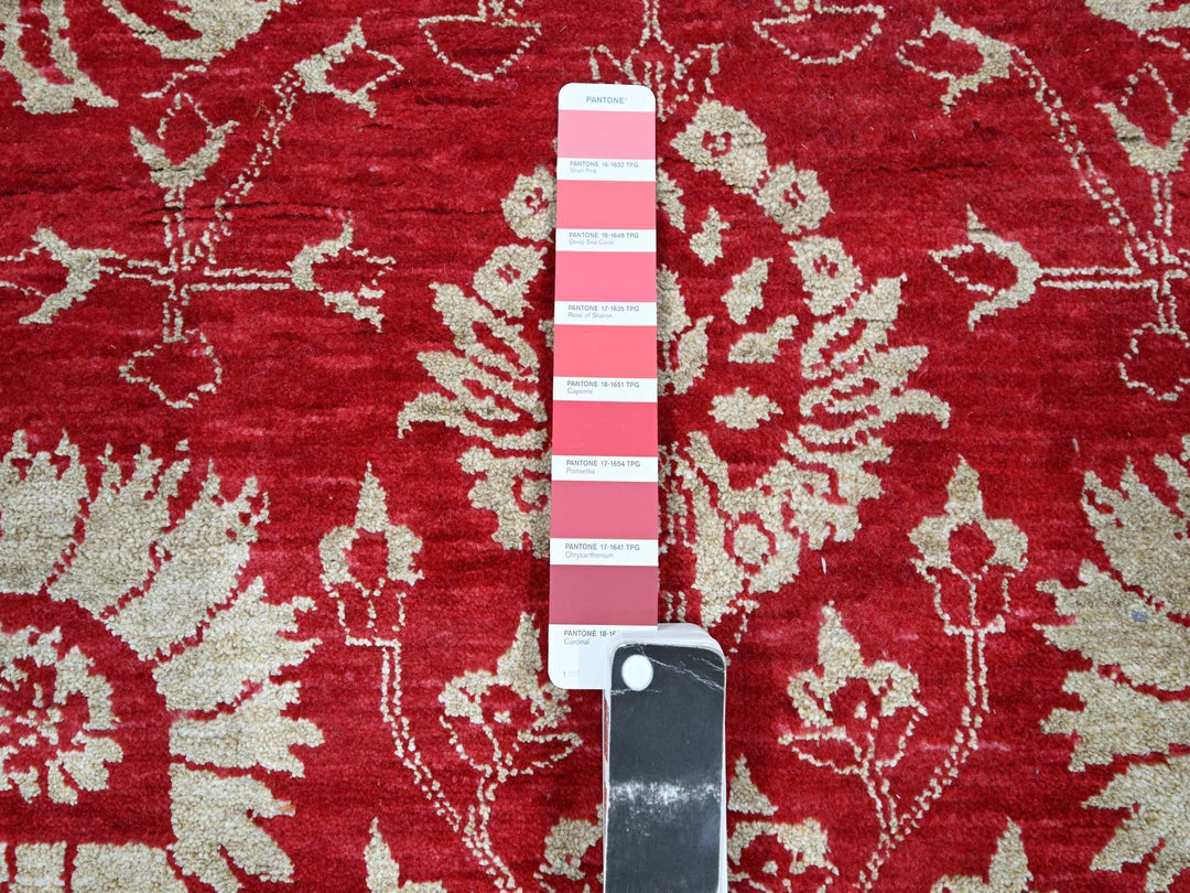 7'9" x 10'0" New Hand Knotted Red Wool & Silk Rectangle Oriental Rug - MOA10276306
