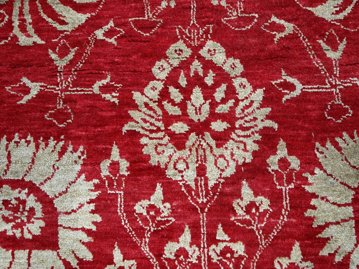 7'9" x 10'0" New Hand Knotted Red Wool & Silk Rectangle Oriental Rug - MOA10276306