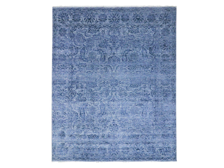 8'1" x 10'0" New Hand Knotted Purple Wool & Silk Rectangle Oriental Rug - MOA10276309