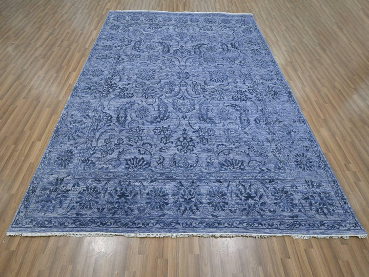 8'1" x 10'0" New Hand Knotted Purple Wool & Silk Rectangle Oriental Rug - MOA10276309