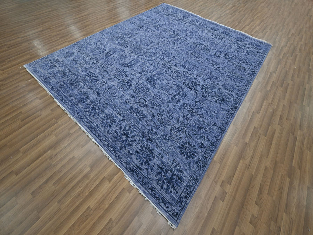 8'1" x 10'0" New Hand Knotted Purple Wool & Silk Rectangle Oriental Rug - MOA10276309