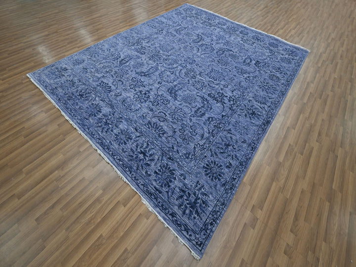 8'1" x 10'0" New Hand Knotted Purple Wool & Silk Rectangle Oriental Rug - MOA10276309