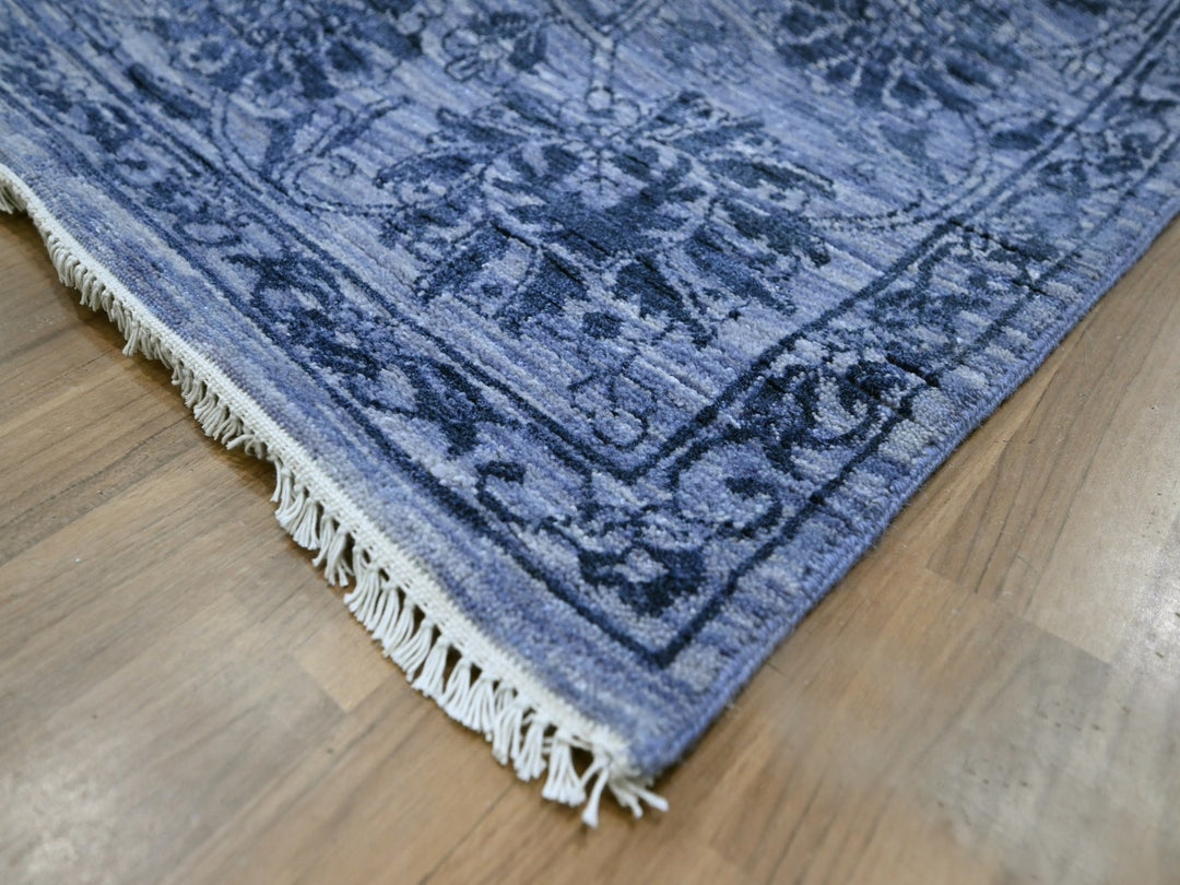 8'1" x 10'0" New Hand Knotted Purple Wool & Silk Rectangle Oriental Rug - MOA10276309