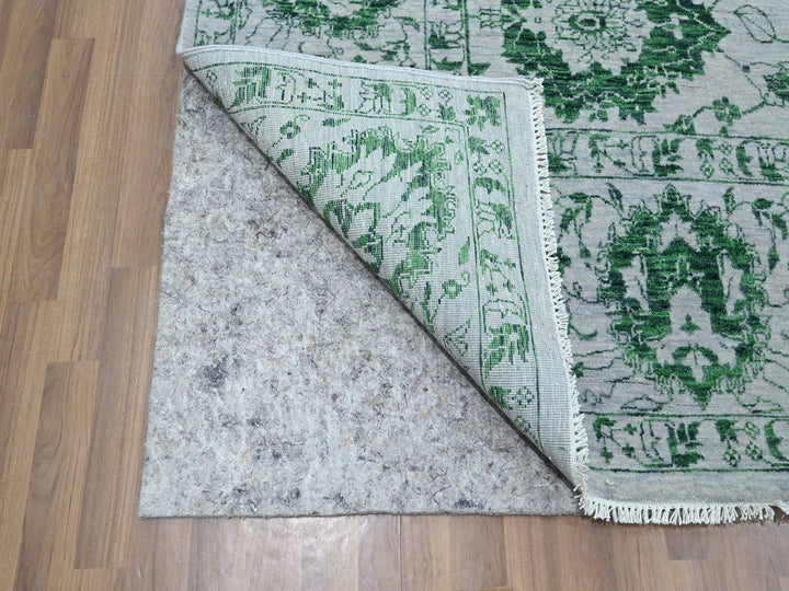 8'0" x 10'1" New Hand Knotted Green Wool Rectangle Oriental Rug - MOA10276310
