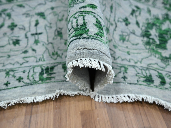 8'0" x 10'1" New Hand Knotted Green Wool Rectangle Oriental Rug - MOA10276310