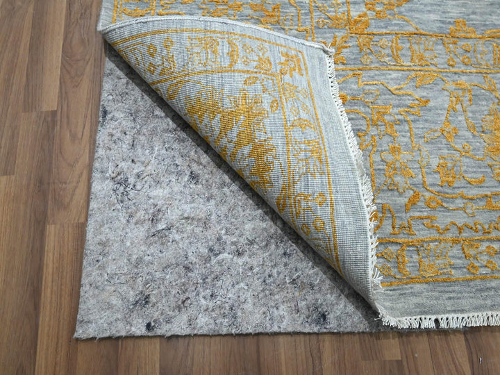 10'0" x 13'11" New Hand Knotted Yellow Wool & Silk Rectangle Oriental Rug - MOA10276312
