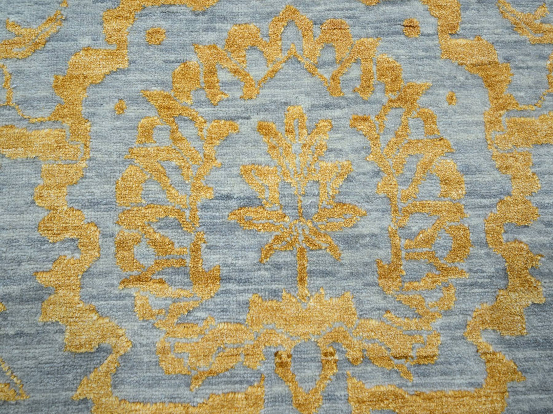 10'0" x 13'11" New Hand Knotted Yellow Wool & Silk Rectangle Oriental Rug - MOA10276312