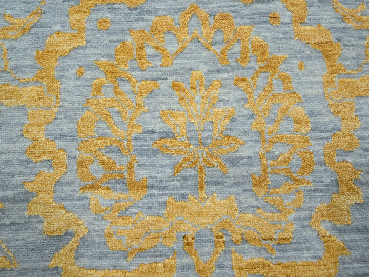 10'0" x 13'11" New Hand Knotted Yellow Wool & Silk Rectangle Oriental Rug - MOA10276312