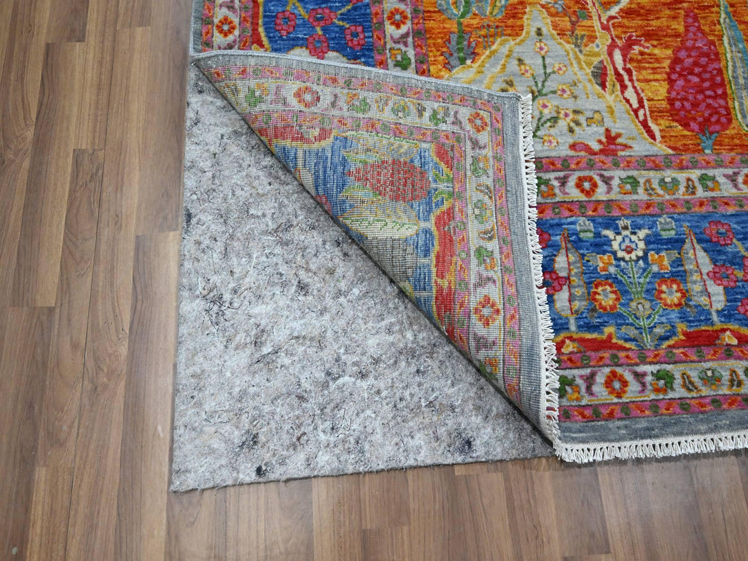 7'11" x 9'11" New Hand Knotted Blue Wool Rectangle Oriental Rug - MOA10276313
