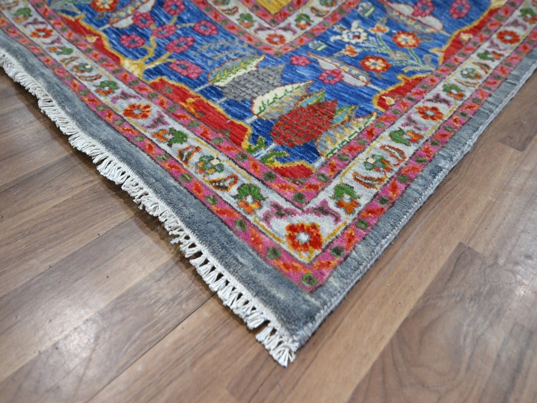7'11" x 9'11" New Hand Knotted Blue Wool Rectangle Oriental Rug - MOA10276313