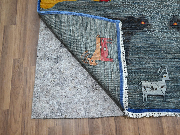 9'0" x 11'11" New Hand Knotted Grey Wool Rectangle Oriental Rug - MOA10276314