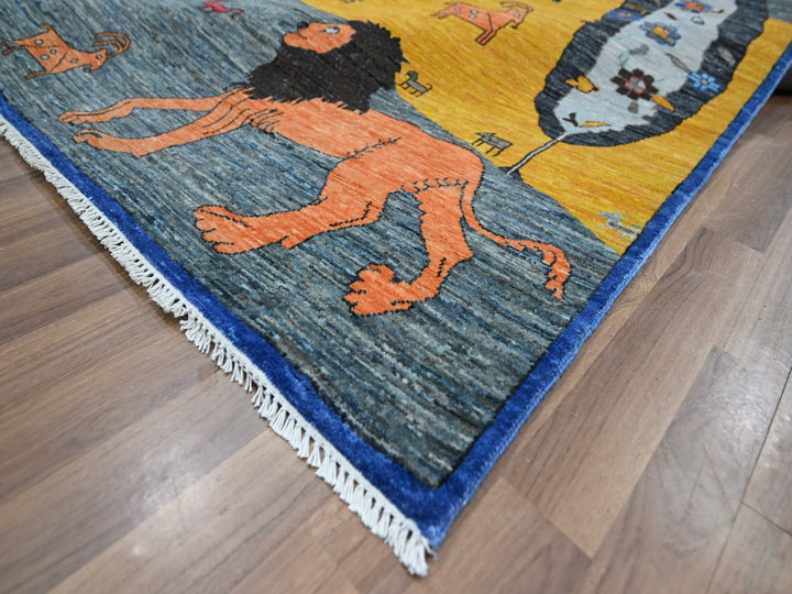 9'0" x 11'11" New Hand Knotted Grey Wool Rectangle Oriental Rug - MOA10276314