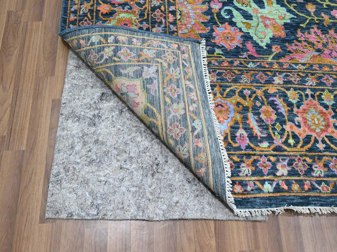 8'0" x 10'2" New Hand Knotted Blue Wool & Silk Rectangle Oriental Rug - MOA10276315