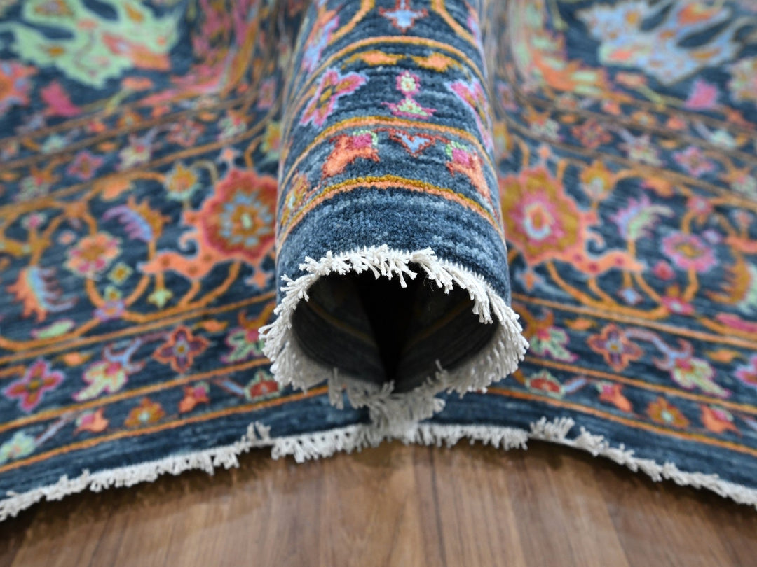 8'0" x 10'2" New Hand Knotted Blue Wool & Silk Rectangle Oriental Rug - MOA10276315