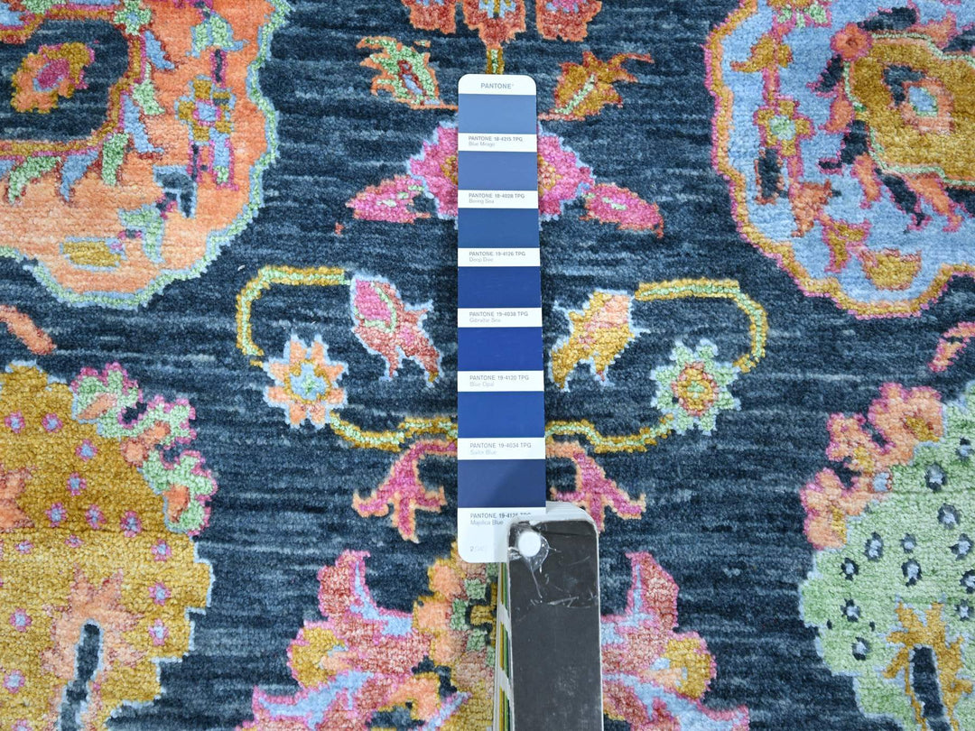 8'0" x 10'2" New Hand Knotted Blue Wool & Silk Rectangle Oriental Rug - MOA10276315