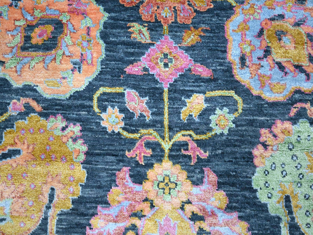 8'0" x 10'2" New Hand Knotted Blue Wool & Silk Rectangle Oriental Rug - MOA10276315