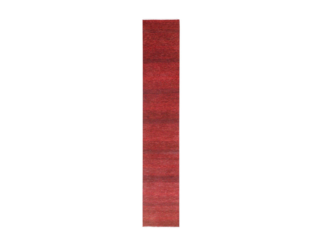 2'5" x 13'11" New Hand Knotted Red Wool & Silk Runner Oriental Rug - MOA10276318