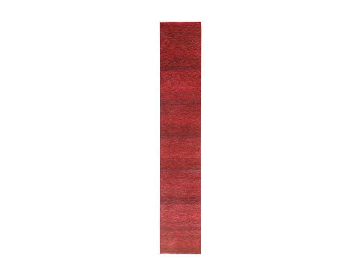 2'5" x 13'11" New Hand Knotted Red Wool & Silk Runner Oriental Rug - MOA10276318